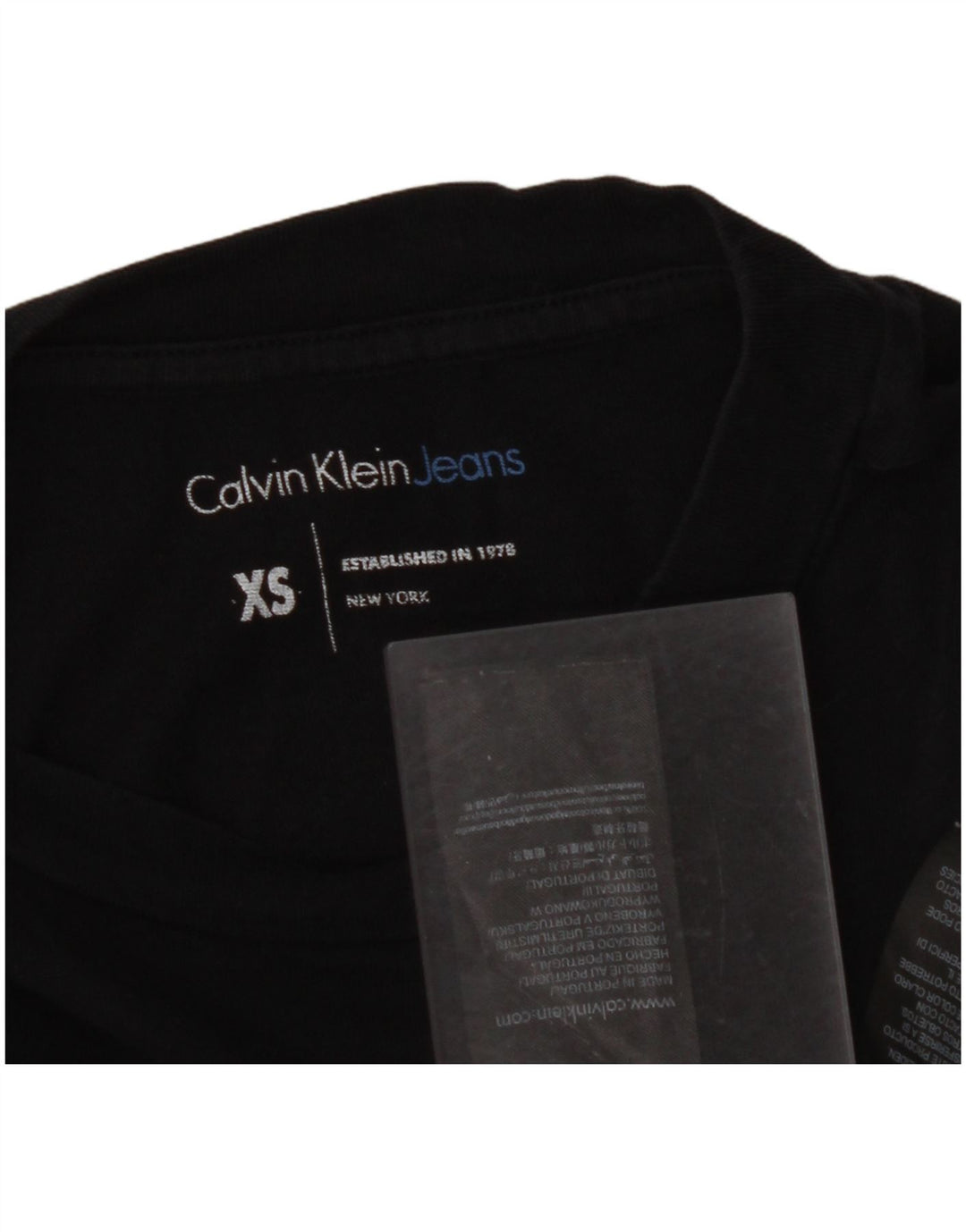 CALVIN KLEIN JEANS Camiseta feminina cropped com estampa gráfica UK 6 XS algodão preto