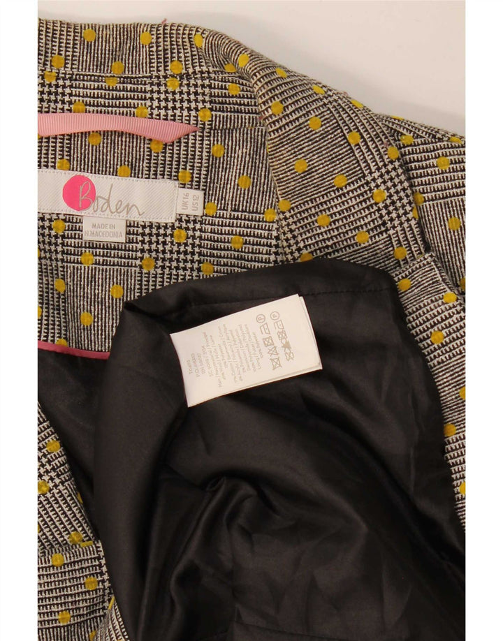 Boden Womens Double Breasted Blazer Jacket UK 16 Large Grey Houndstooth