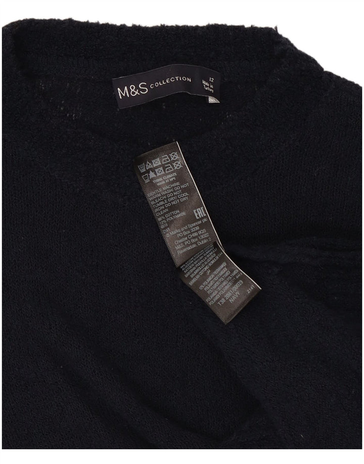 Suéter feminino Marks & Spencer com gola redonda Reino Unido 12 médio azul marinho