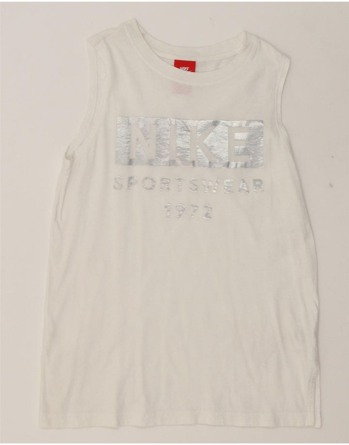 NIKE Womens Graphic Vest Top UK 6 XS White Cotton Vintage Nike and Second-Hand Nike from Messina Hembry 