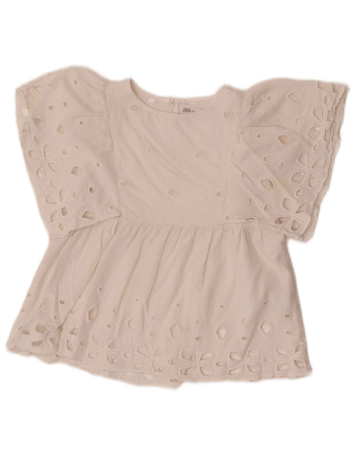Blusa Zara Meninas Top 6-7 Anos Algodão Branco