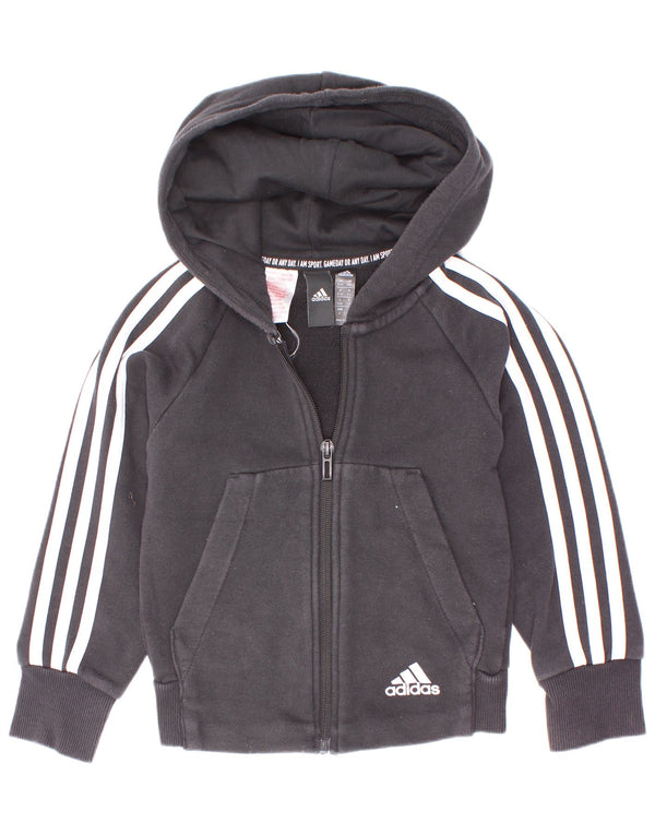 Suéter Adidas Boys Zip com capuz 5-6 anos algodão preto