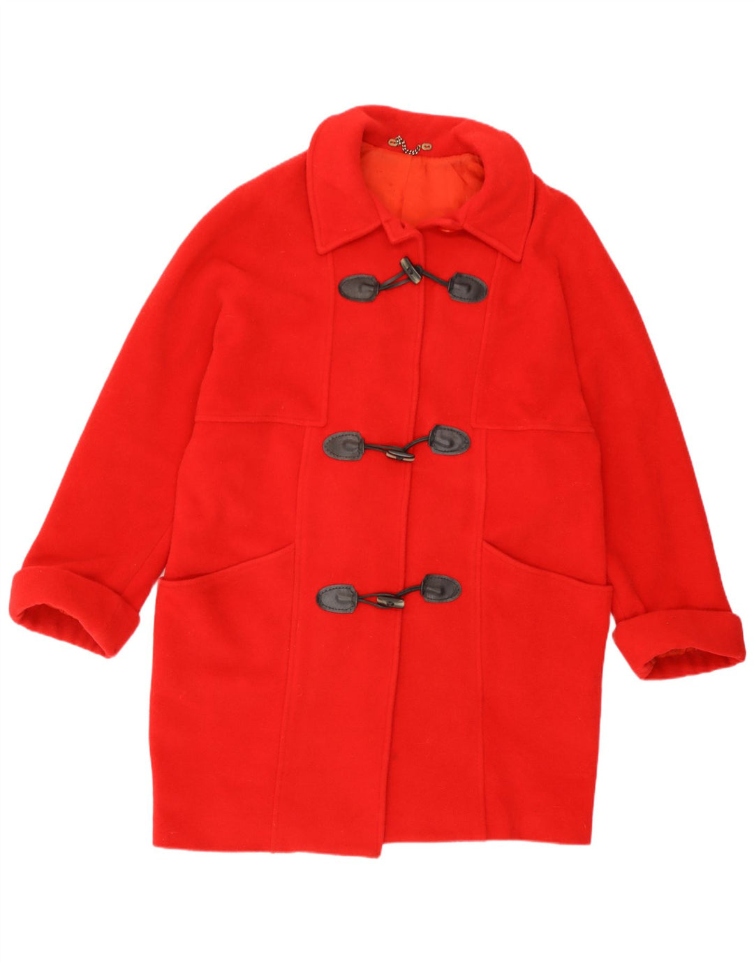Casaco Duffle Feminino Vintage UK 14 Grande Vermelho