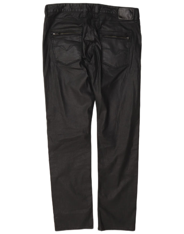 Guess Mens Slim Straight Calça Casual W34 L34 Algodão Preto