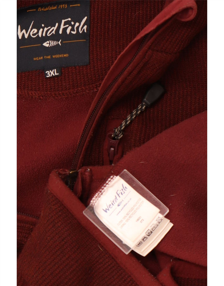WEIRD FISH Suéter masculino com capuz e zíper 3XL poliéster marrom