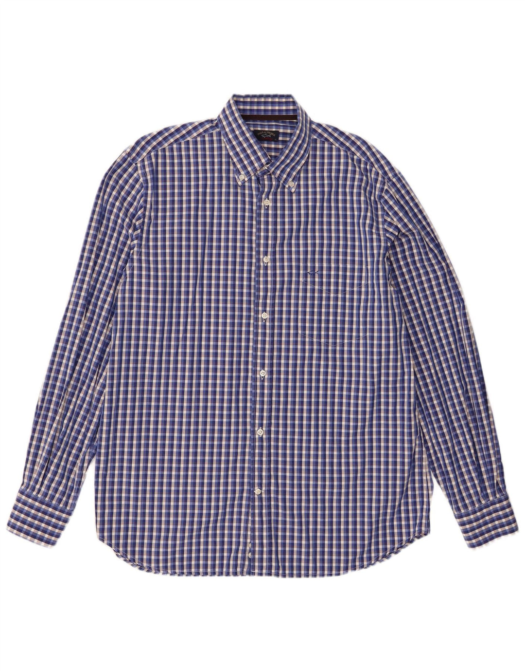 Camisa masculina Paul & Shark tamanho 42 grande algodão xadrez azul