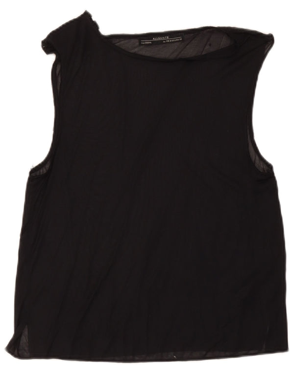 Blusa feminina sem mangas All Saints UK 10 pequena acetato preto