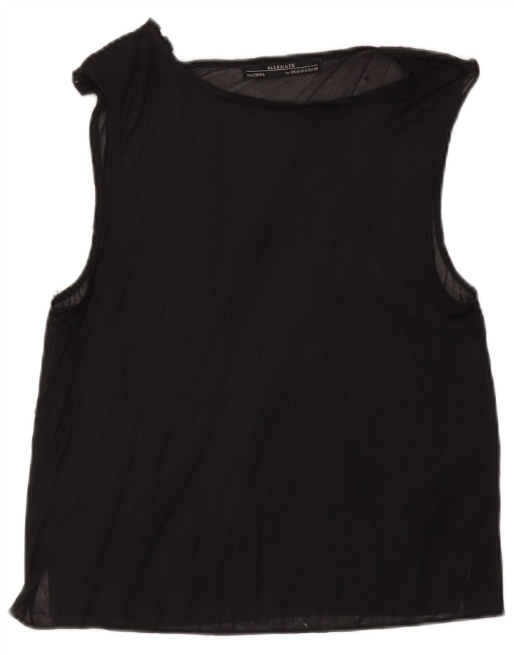 Blusa feminina sem mangas All Saints UK 10 pequena acetato preto