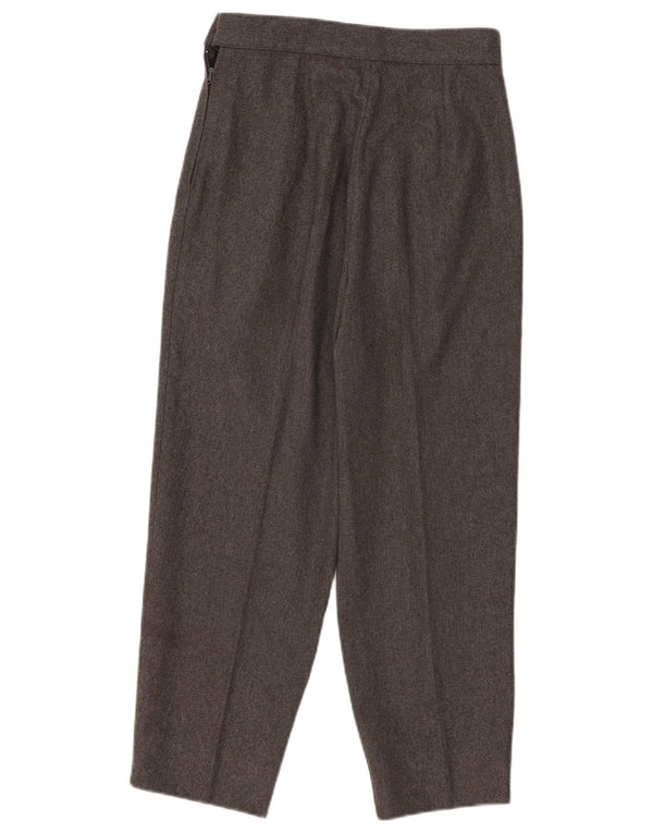 Calça feminina vintage de cintura alta com cintura alta W28 L25 lã cinza