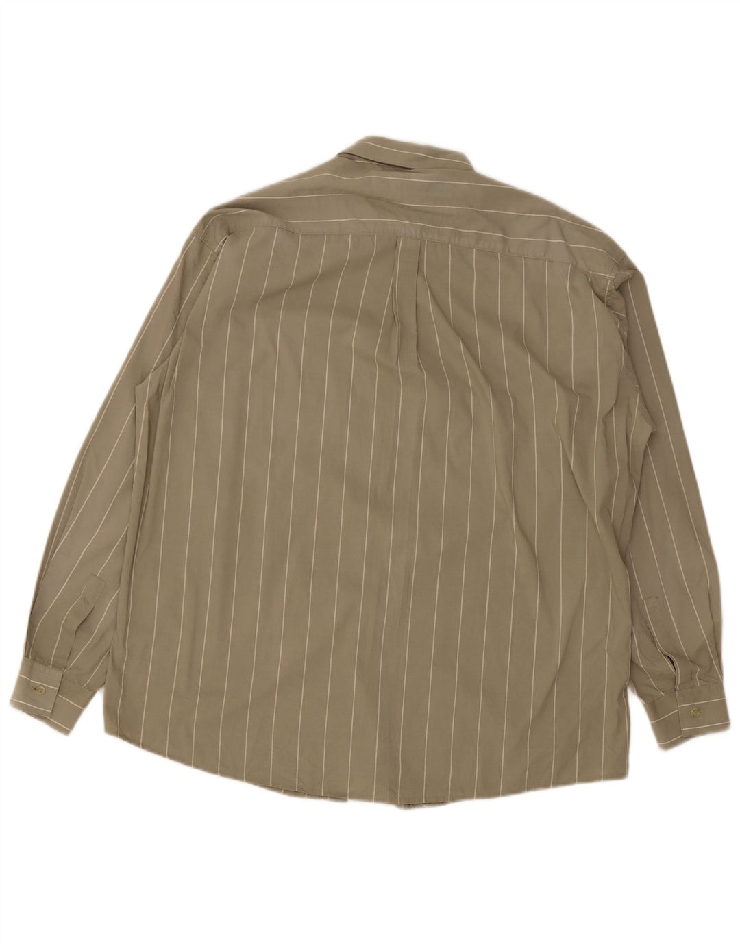 Camisa masculina vintage listrada cáqui média