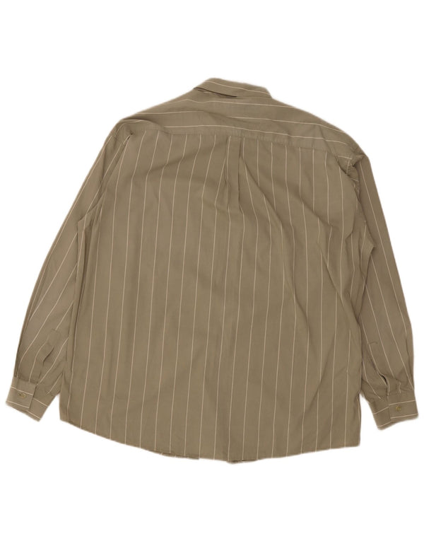 Camisa masculina vintage listrada cáqui média