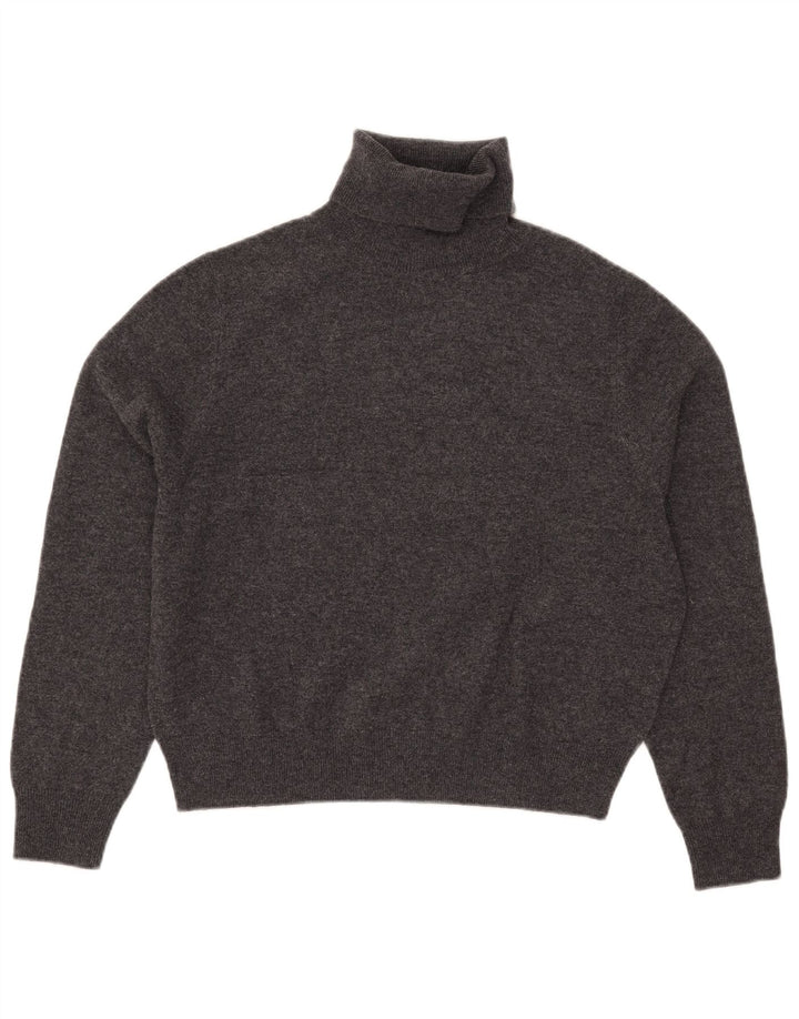 Suéter feminino Massimo Dutti com gola redonda e corte curto Reino Unido 10 pequeno cinza