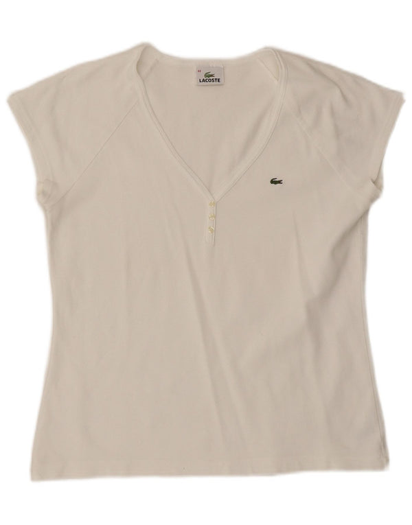 Camiseta feminina Lacoste tamanho superior 44 grande algodão branco