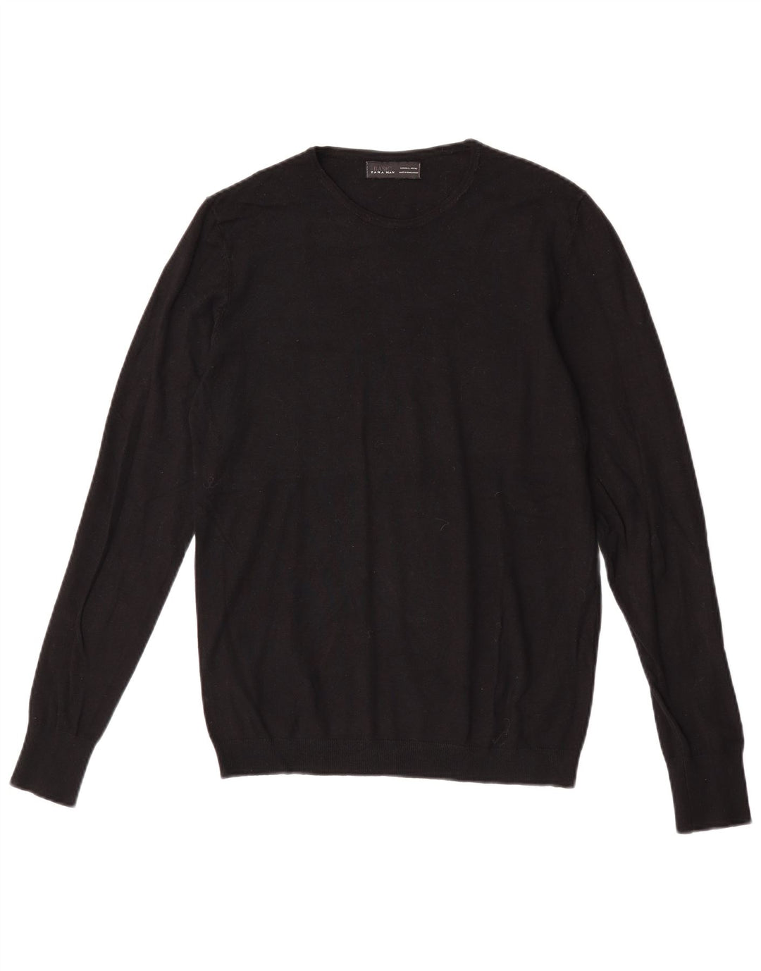 Zara Suéter masculino com gola redonda grande preto