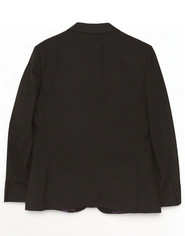 Jaqueta blazer masculina Marks & Spencer longa com 2 botões Reino Unido 42 poliéster cinza grande