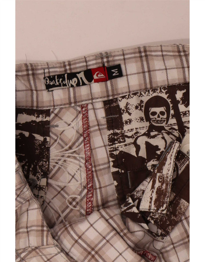 Quiksilver Mens Graphic Chino Shorts Médio W32 Poliéster Xadrez Bege