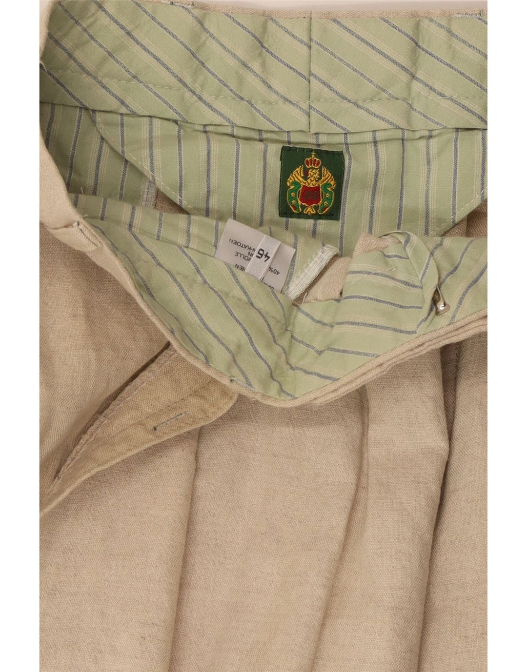 Calça de terno masculina VINTAGE IT 46 pequena W32 L31 linho bege