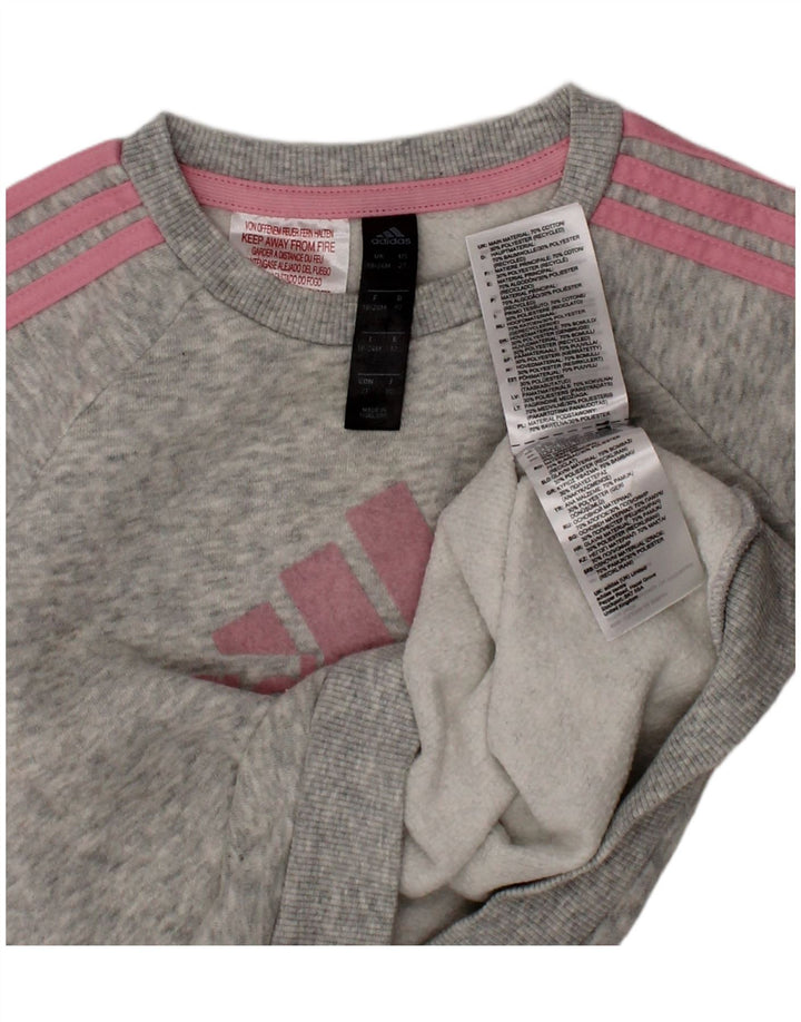 ADIDAS Baby Girls Graphic Sweatshirt Jumper 18-24 Months Grey Cotton Vintage Adidas and Second-Hand Adidas from Messina Hembry 