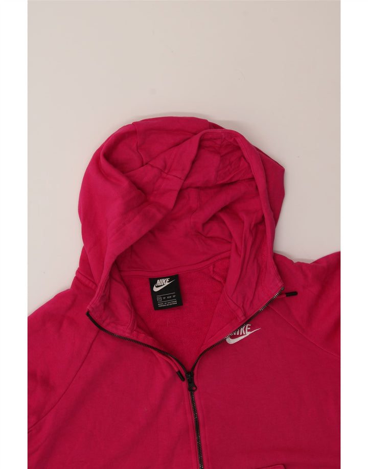 NIKE Womens Oversized Zip Hoodie Sweater UK 6 XS Pink Cotton Vintage Nike and Second-Hand Nike from Messina Hembry 
