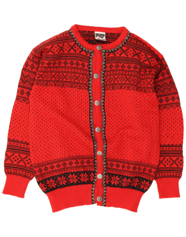 Suéter cardigã masculino Dale of Norway médio vermelho Fair Isle New Wool