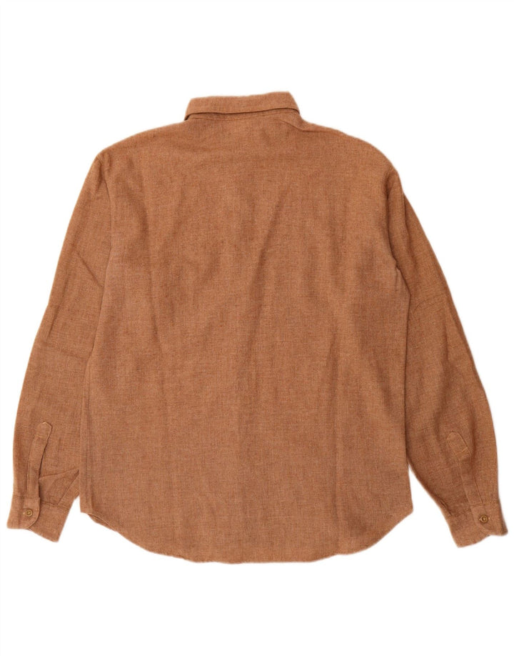 Camisa masculina vintage tamanho 39 poliéster marrom médio