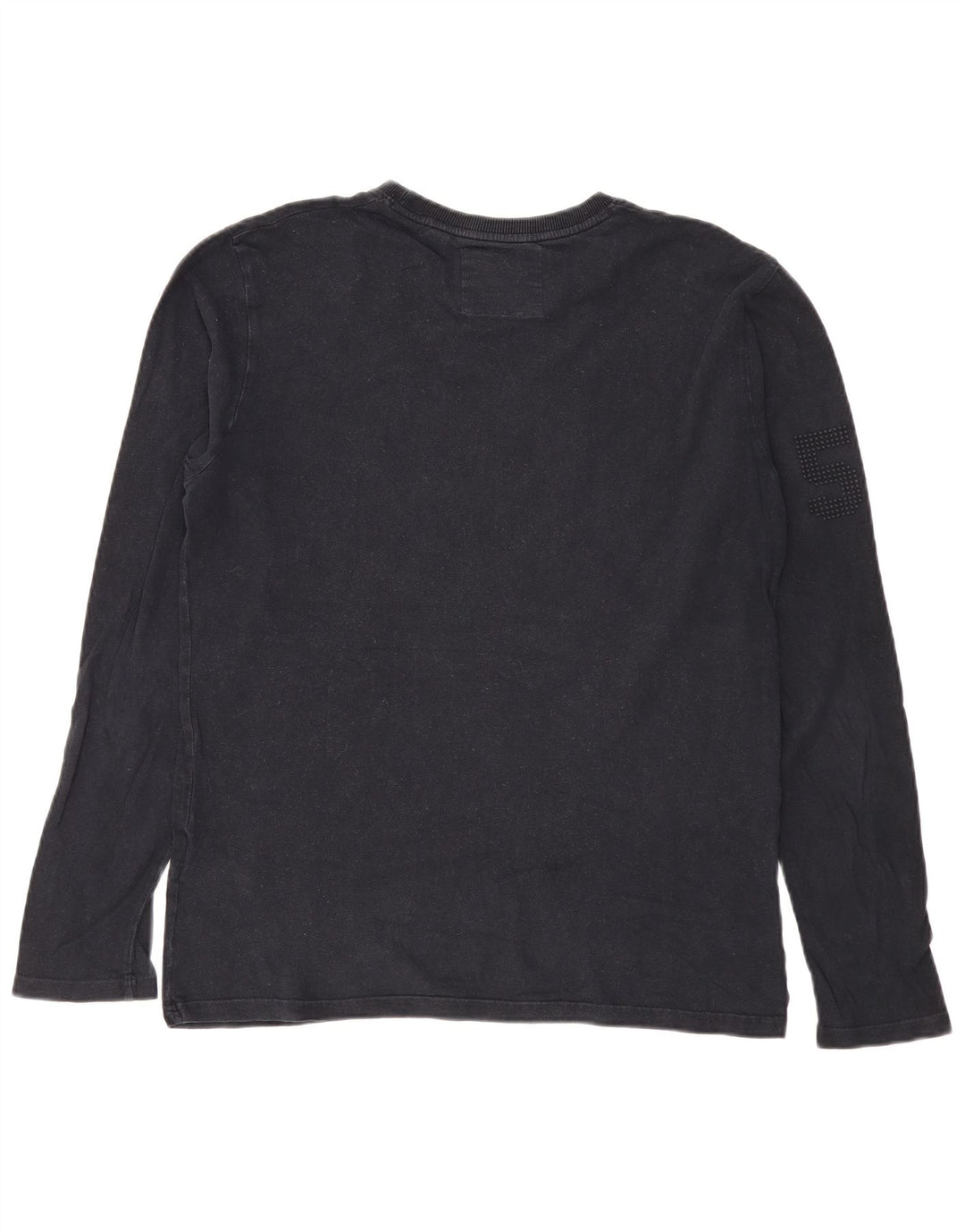 Superdry Mens Graphic Top Manga Longa Grande Algodão Preto