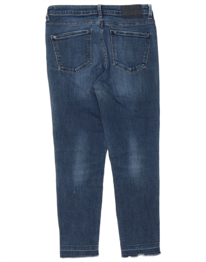 Zara Calça Jeans Feminina Slim Cortada W28 L24 Azul Marinho