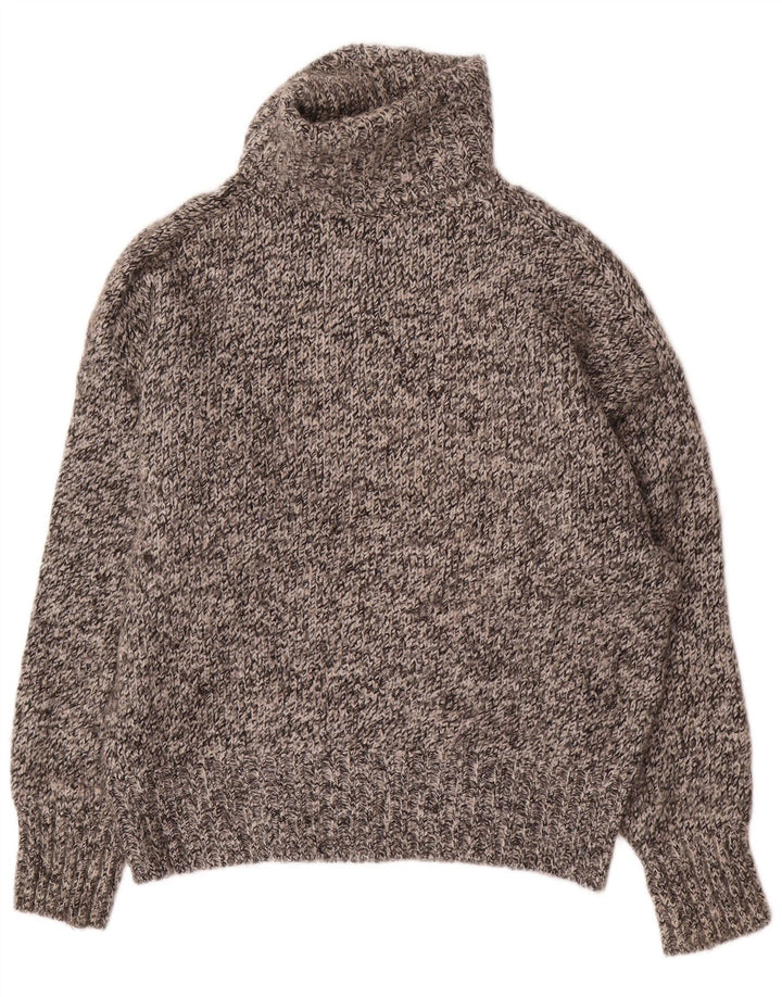 Zara Suéter feminino oversized com gola redonda Reino Unido 10 pequeno cinza manchado
