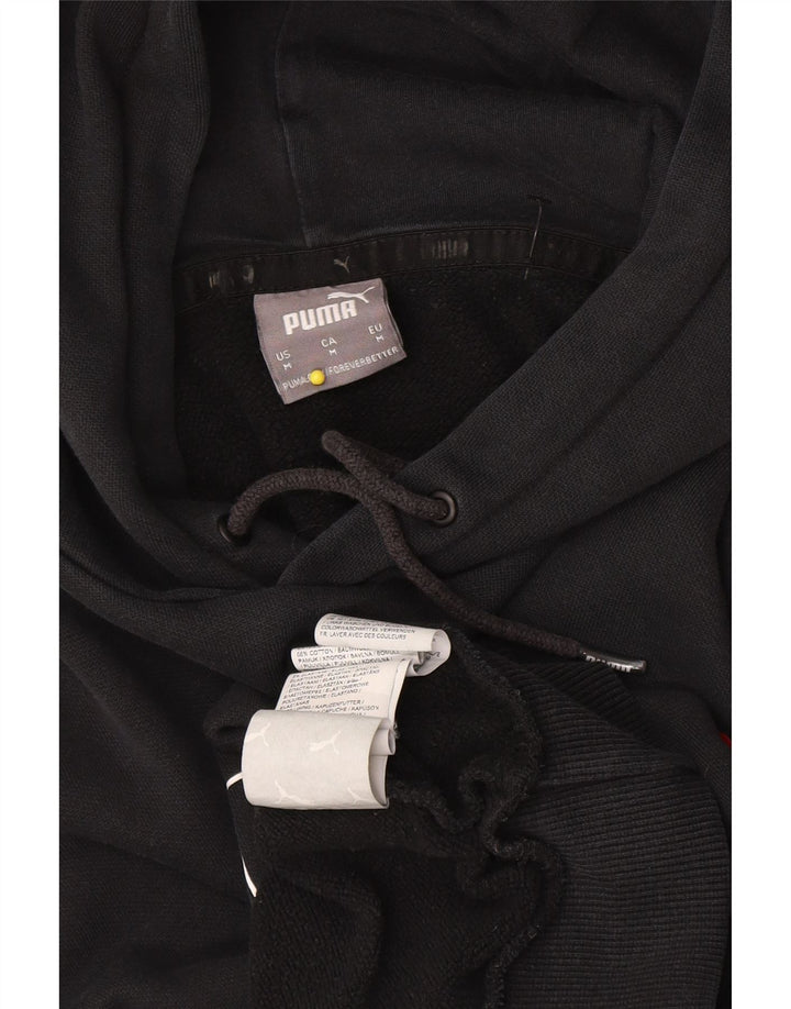Puma masculino gráfico moletom com capuz médio algodão preto
