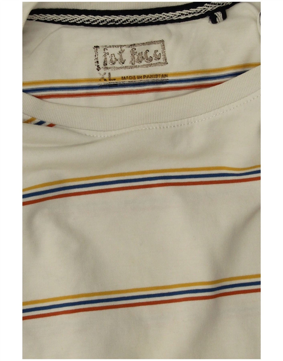 Camiseta masculina Fat Face Top XL algodão listrado branco