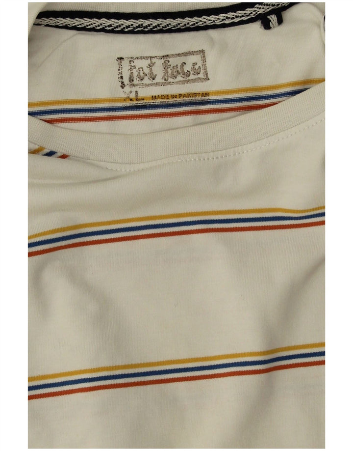 Camiseta masculina Fat Face Top XL algodão listrado branco