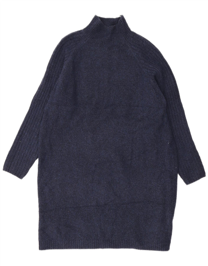 Zara Womens Jumper Dress UK 14 Médio Azul Marinho Acrílico