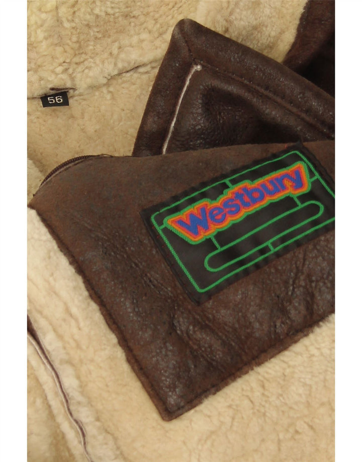 Jaqueta masculina de shearling WESTBURY IT 56 3XL couro marrom