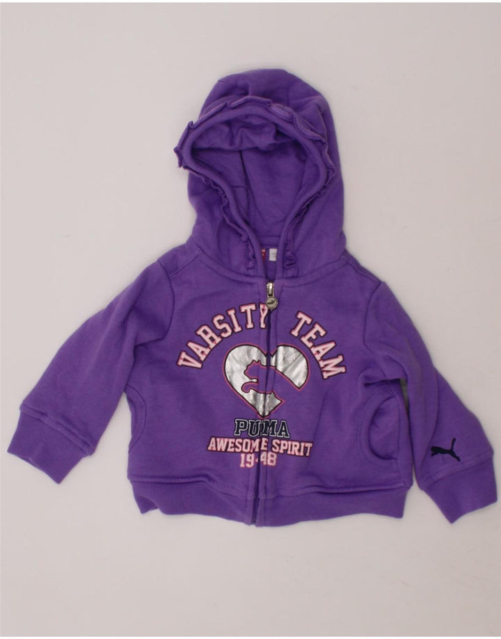 PUMA Baby Girls Graphic Zip Hoodie Sweater 9-12 Months Purple Cotton Vintage Puma and Second-Hand Puma from Messina Hembry 