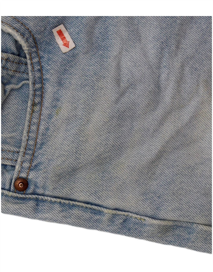 Shorts jeans feminino Levi's 501 desgastado W28 algodão azul médio