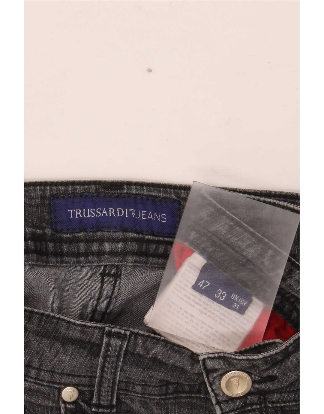 Jeans retos femininos Trussardi W31 L30 cinza