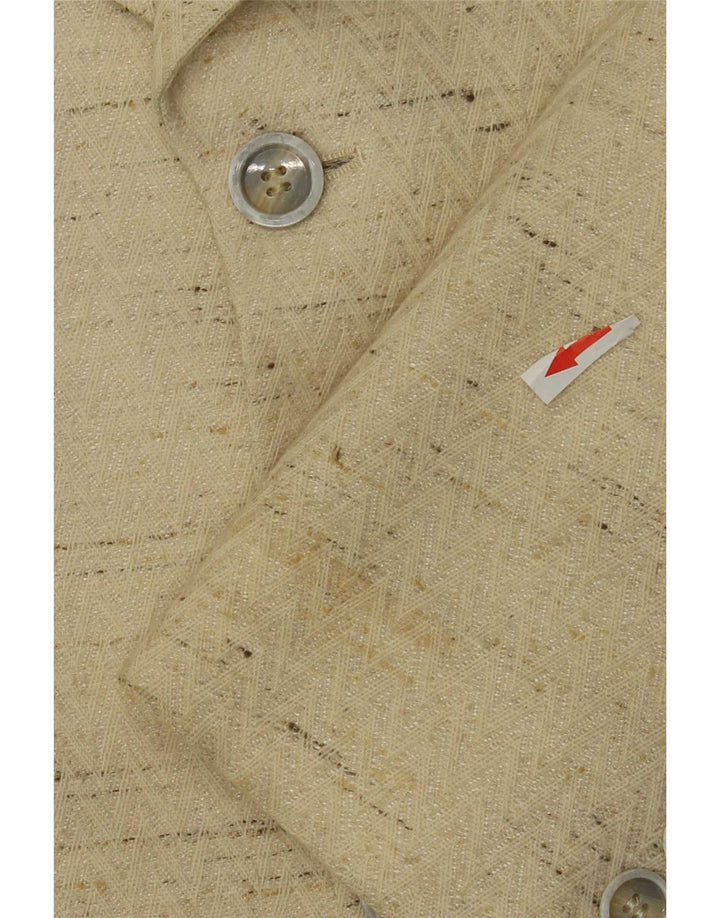 Jaqueta blazer masculina vintage com 3 botões IT 48 lã virgem manchada bege médio