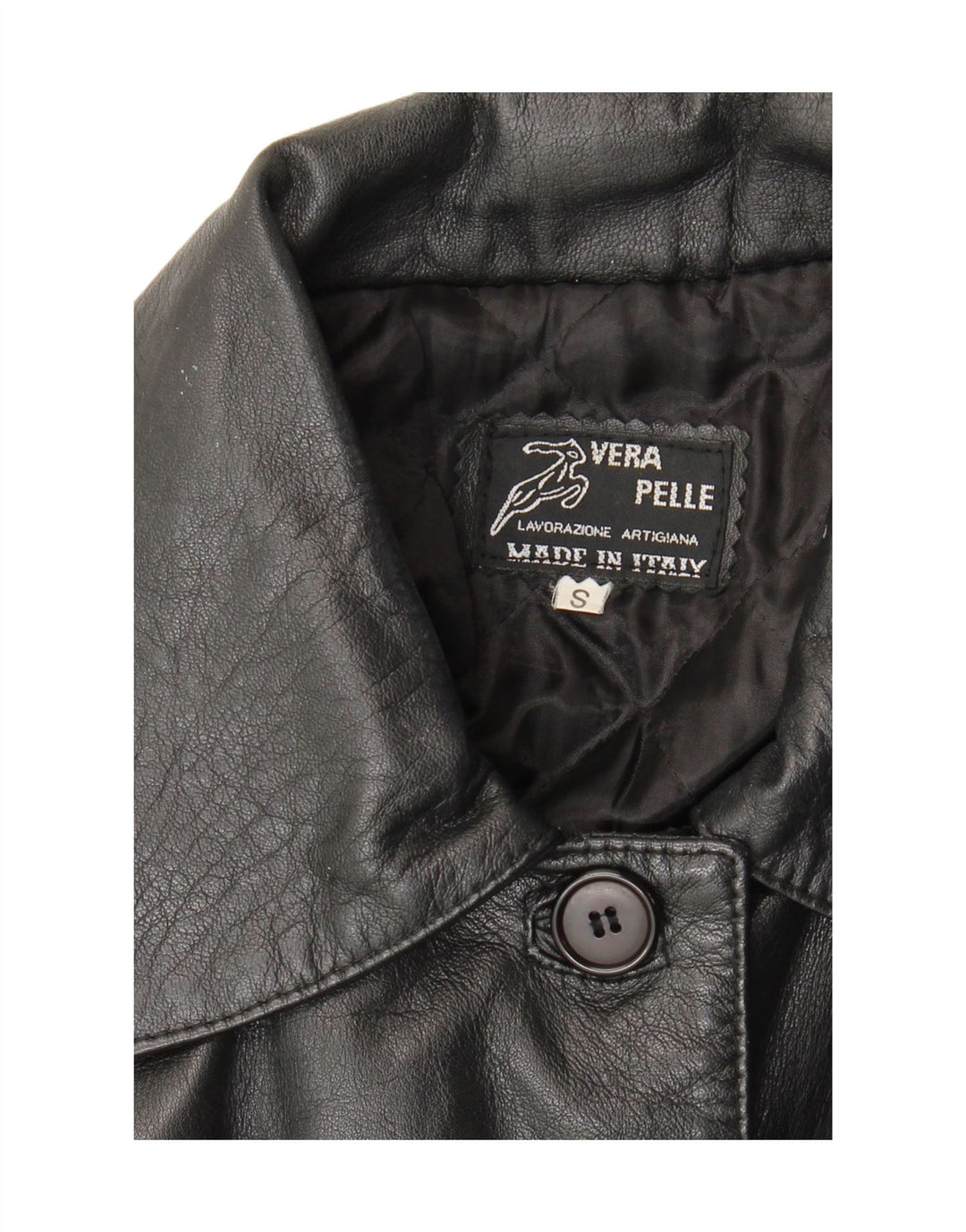 Casaco de couro superdimensionado feminino vintage Reino Unido 10 couro preto pequeno