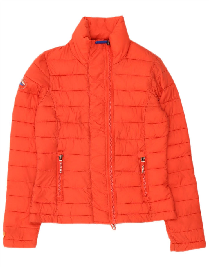 Jaqueta acolchoada feminina SUPERDRY UK 10 pequena laranja nylon