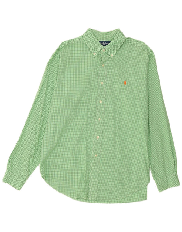 Camisa masculina Ralph Lauren Classic Fit XL verde algodão guingão