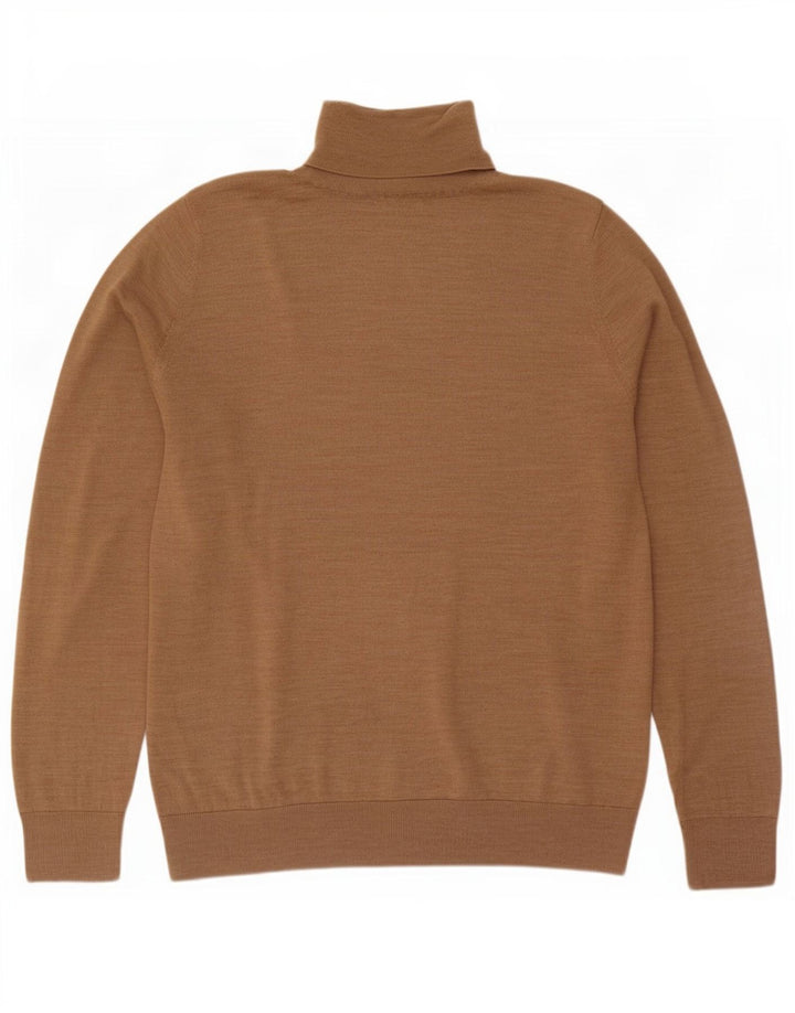 Suéter masculino Gap com gola redonda, lã Merino grande bege manchada