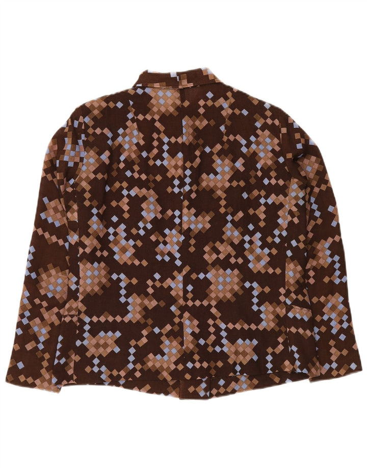 Jaqueta bomber feminina VINTAGE UK 12 marrom médio geométrico