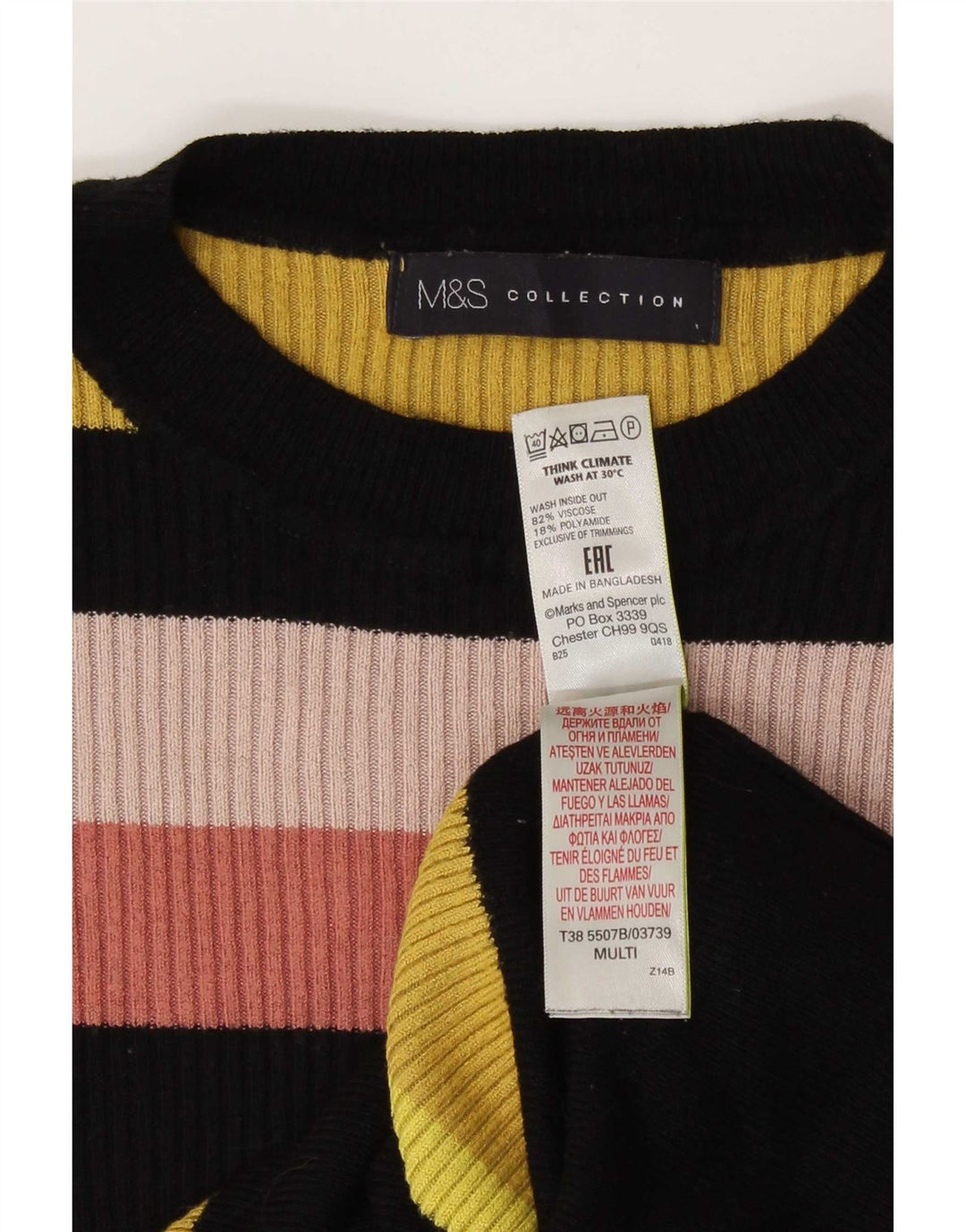 Suéter feminino Marks & Spencer com gola redonda Reino Unido 12 médio multicolorido