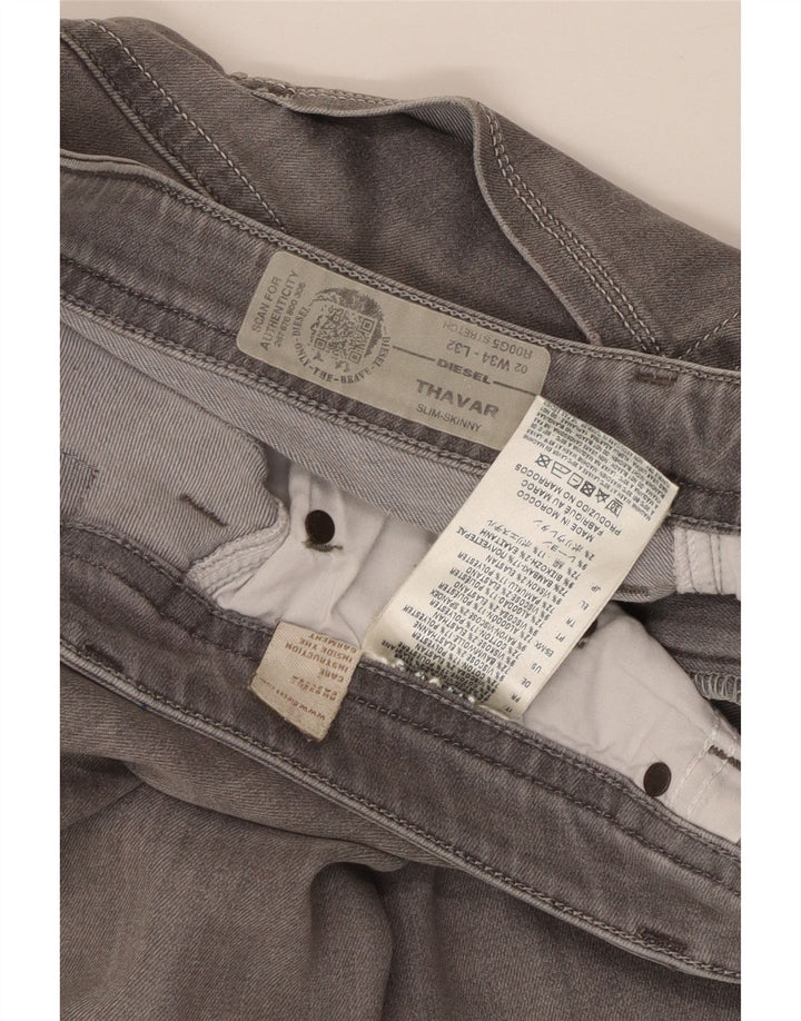 DIESEL Feminino Thavar Slim Skinny Jeans W34 L32 Algodão Cinza