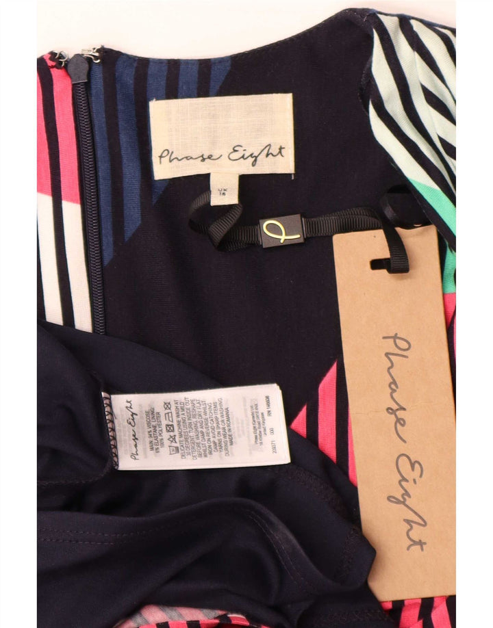 Vestido bainha feminino Phase Eight UK 16 grande multicolorido geométrico