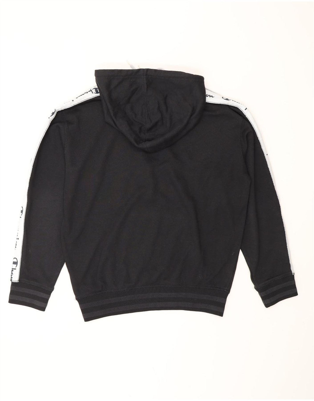 CHAMPION Mens Loose Fit Gráfico Hoodie Jumper XS Preto Colorblock Algodão
