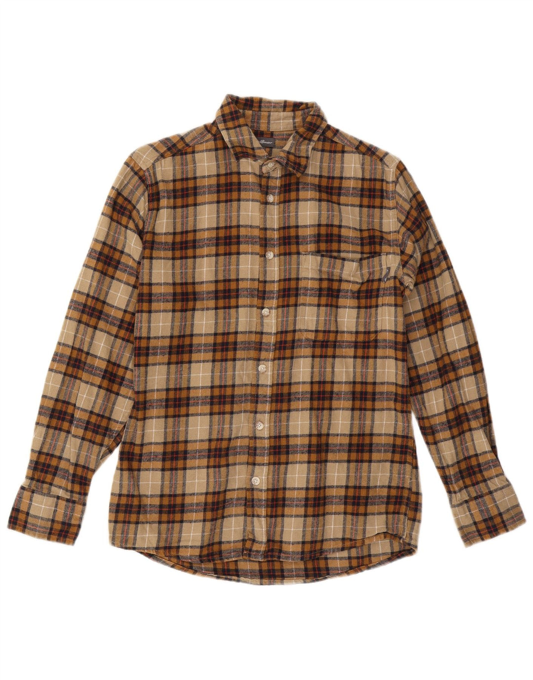 Camisa masculina de flanela EDDIE BAUER, pequena, bege, xadrez, algodão