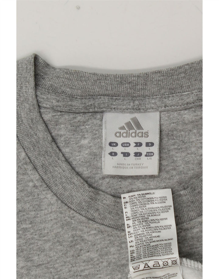 ADIDAS Mens Graphic Sweatshirt Jumper Grande Algodão Cinzento