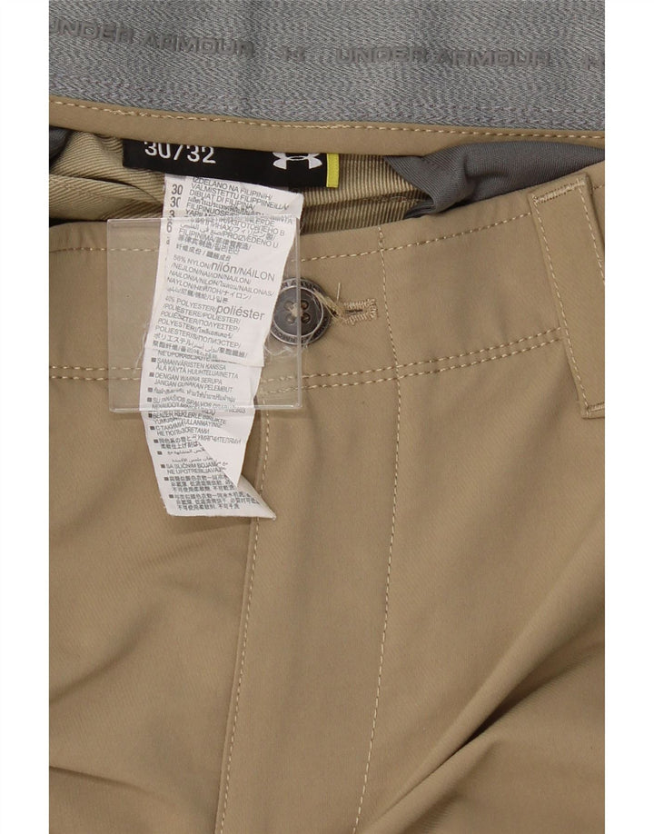 UNDER ARMOUR Mens Straight Chino Trousers W30 L32 Beige Nylon Vintage Under Armour and Second-Hand Under Armour from Messina Hembry 