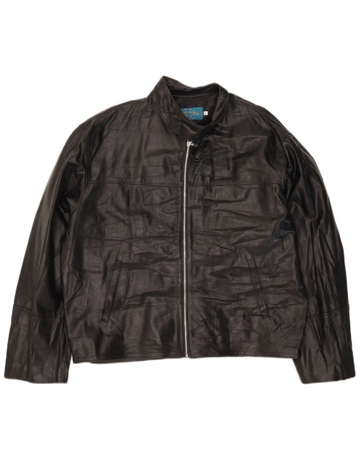 Jaqueta de couro masculina VINTAGE UK 42 XL couro preto